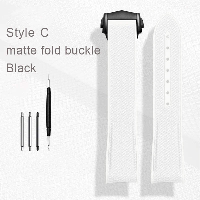 White rubber watch strap for Omega X Swatch, MoonSwatch, Constellation, waterproof, sport, watch band, curved end band, 20mm