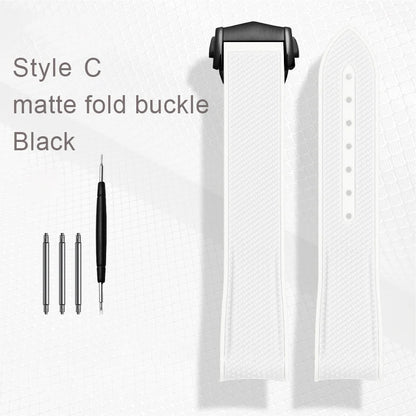 White rubber watch strap for Omega X Swatch, MoonSwatch, Constellation, waterproof, sport, watch band, curved end band, 20mm
