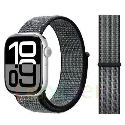 适用于 Apple Watch 46mm 44mm 45mm 40mm 41mm 42mm 的尼龙回环表带，适配 iWatch 系列 11 10 9 SE 8 7 6 5 4 Ultra 3 2 49mm