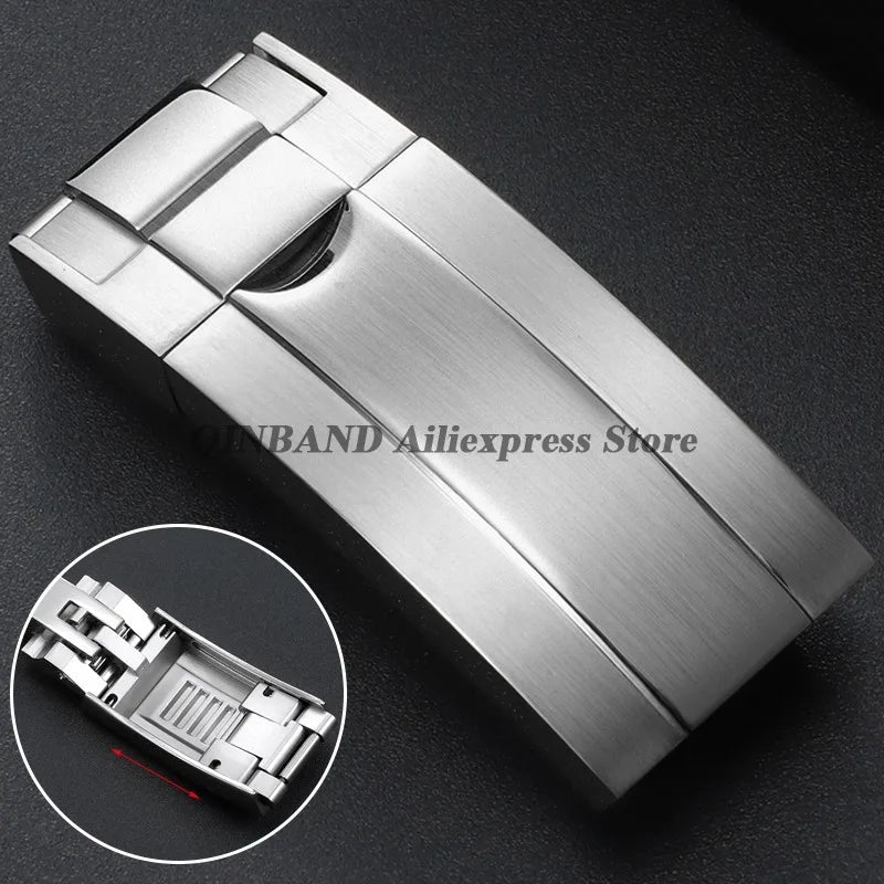Stainless Steel Folding Watch Buckle, for Rolex DAYTONA SUBMARINER GMT Yacht-Master, Double Convex Fitted Clasp Button