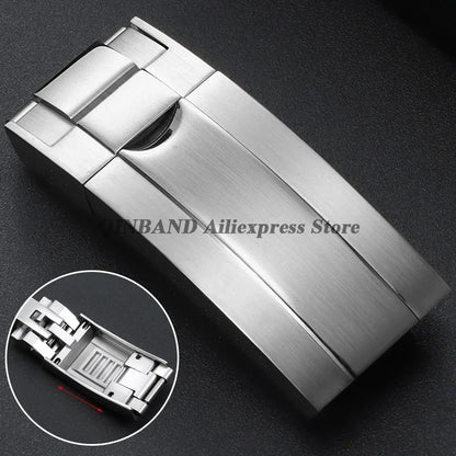 Stainless Steel Folding Watch Buckle, for Rolex DAYTONA SUBMARINER GMT Yacht-Master, Double Convex Fitted Clasp Button