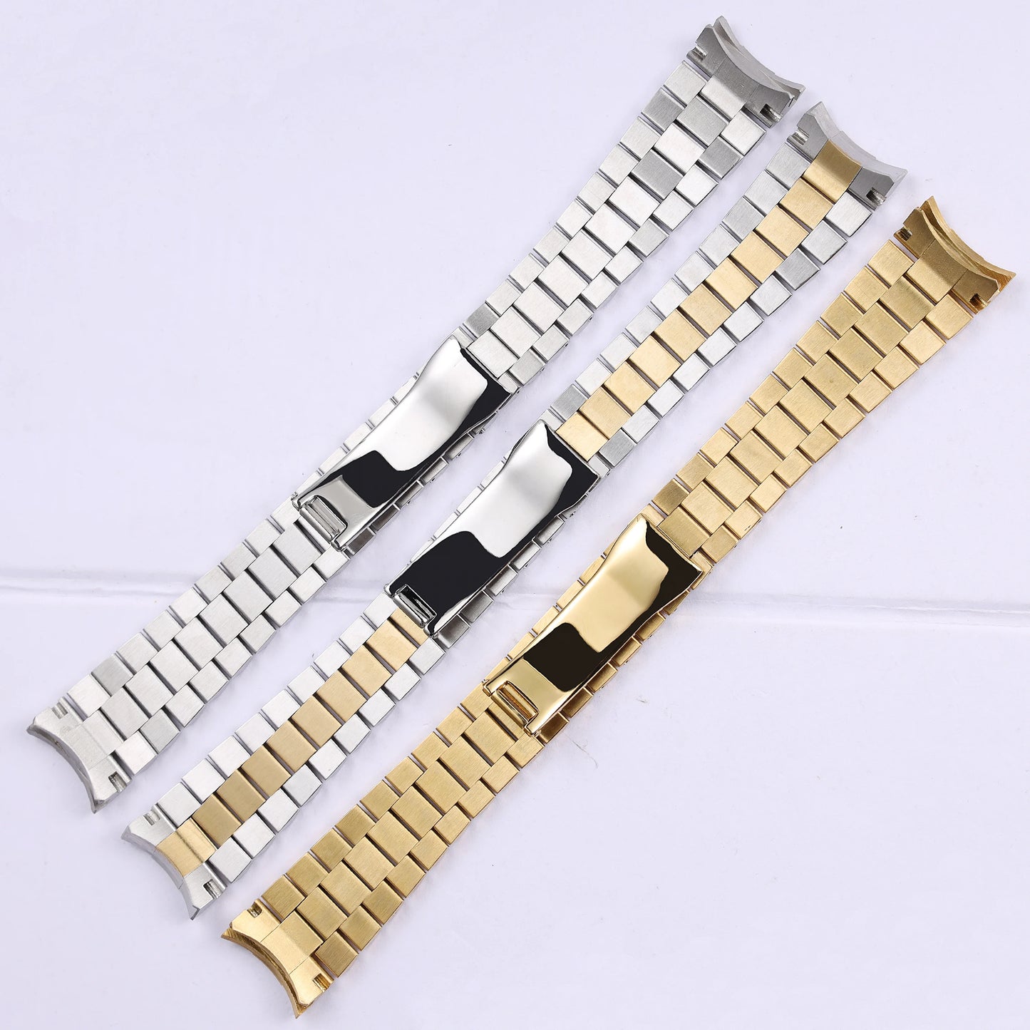 Cinturino per orologio in acciaio inossidabile massiccio argento e oro da 13, 17, 20 e 21 mm per Rolex Oyster Perpetual Date, bracciale metallico.