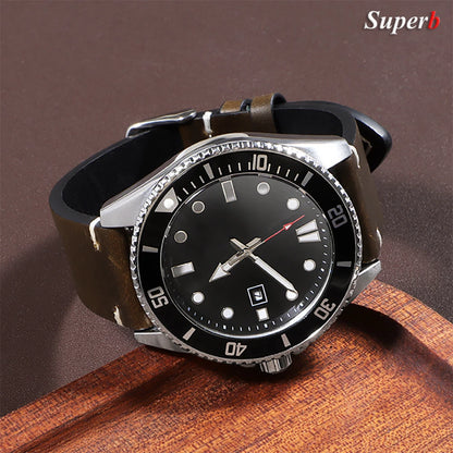 Bracelet de montre en cuir huilé vintage 18 mm 20 mm 22 mm 19 mm 21 mm 24 mm, sangle en cuir de vachette à couture universelle pour Seiko pour Omega