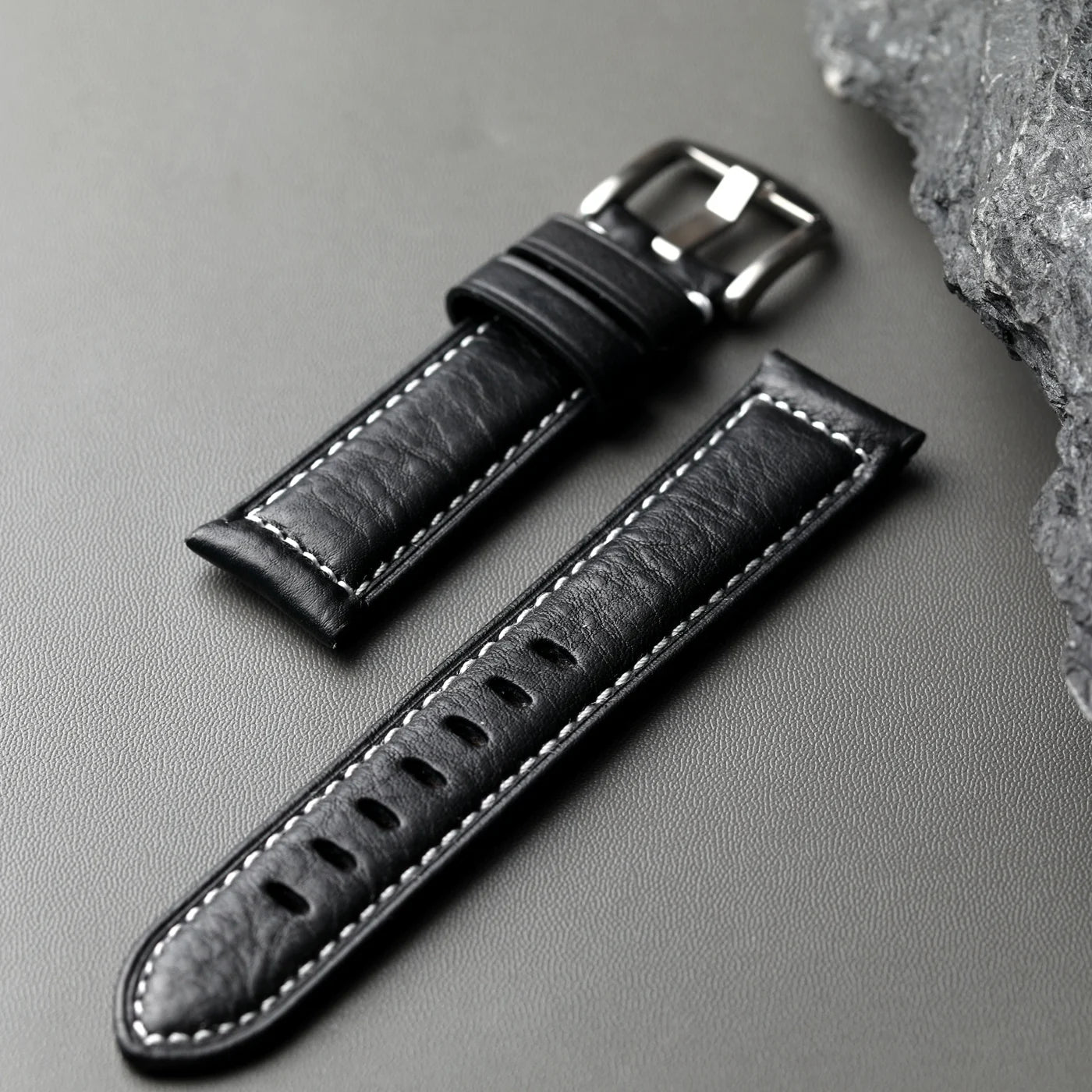 Cinturino in pelle fatto a mano nero 20 22 24 26mm, stile vintage, cinturino in pelle ispessita da uomo, compatibile con cinturino per orologio PAM