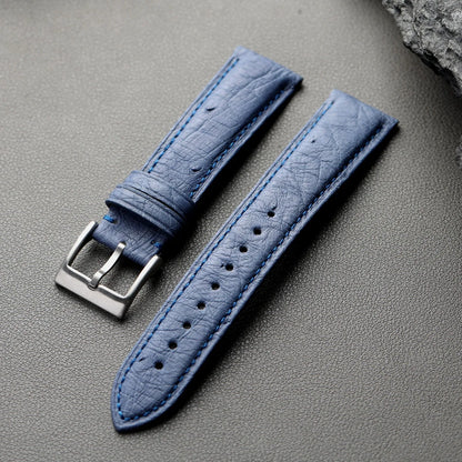 Cinturino in pelle di struzzo fatto a mano, 18 19 20 21 22MM, nero, blu, marrone, pelle morbida, stile retrò, cinturino per orologio da uomo