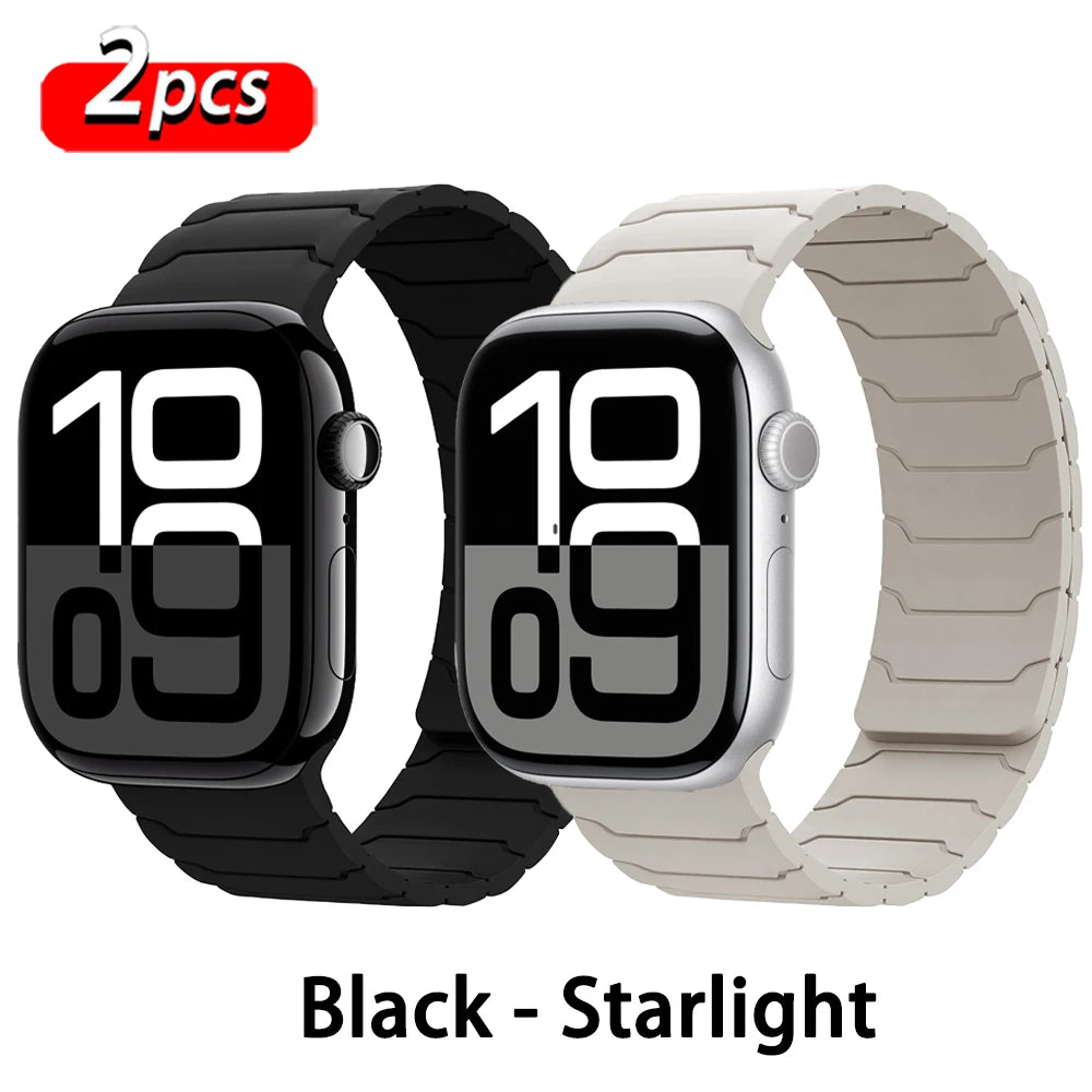 Magnetisches Armband für Apple Watch, 46 mm 44 mm 45 mm 40 mm 42 mm 41 mm, aus Silikon, Correa, Armband für IWatch Serie 11 10 SE 9 8 7 6 5 4 3