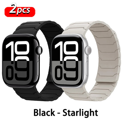 Magnetisches Armband für Apple Watch, 46 mm 44 mm 45 mm 40 mm 42 mm 41 mm, aus Silikon, Correa, Armband für IWatch Serie 11 10 SE 9 8 7 6 5 4 3