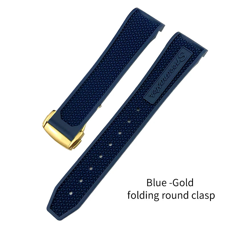 Soft Rubber and Silicone Watch Strap, 19mm 21mm 20mm 18mm, for Omega Speedmaster Seamaster 300 Sport Watch, Black and Blue Bracelets