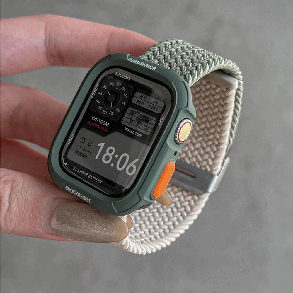 Étui à bonbons + bracelet pour Apple Watch Series 11 10 9 8 7 45mm 41 Band SE 6 5 4 44 40mm, bracelet en nylon pour iwatch Ultra 49mm