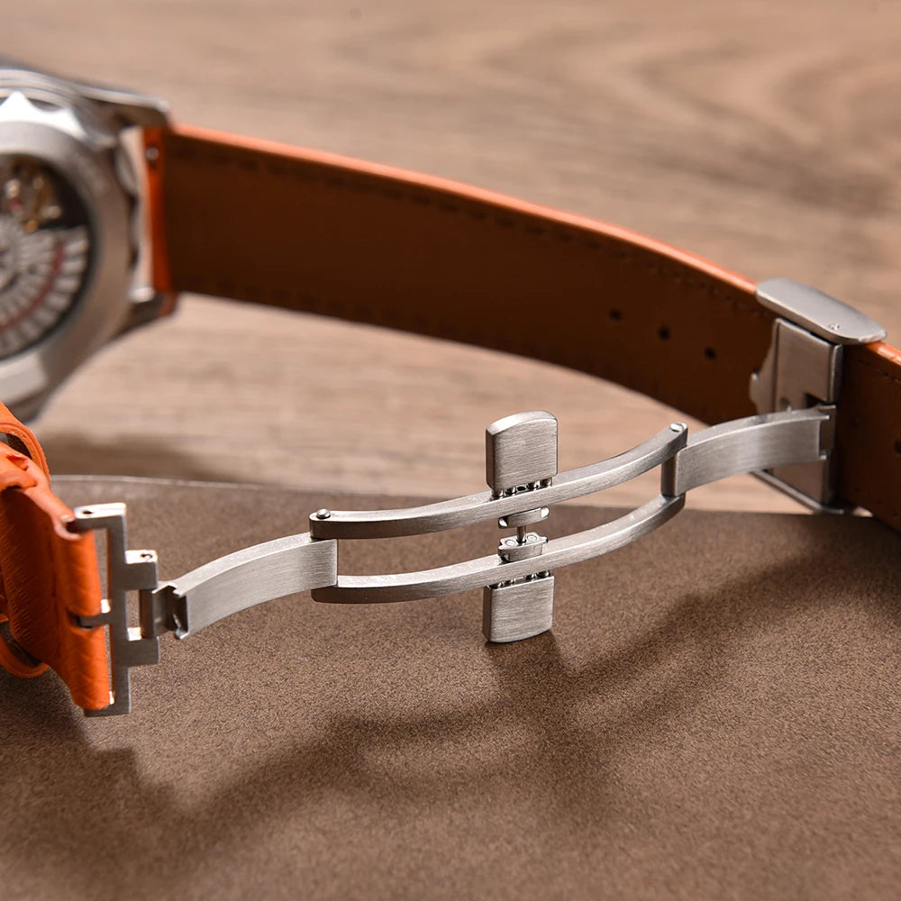 STAPELP – Fabric Sailcloth Strap, 18mm, 19mm, 20mm, 22mm, Top FKM + Leather Base, Textured Rubber Watch Straps, Quick Release Pin Buckle