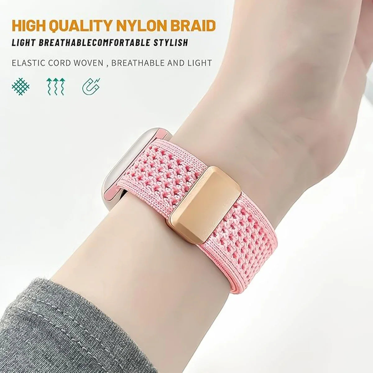 Bracelet magnétique en nylon pour Apple Watch, compatible avec les tailles 40mm, 44mm, 45mm, 46mm, 49mm, 41mm, 38mm, et les séries iWatch SE, 7, 6, 8, 9, 10, Ultra 2
