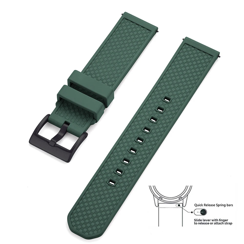 Premium Quality 18mm 20mm 22mm FPM/FKM Watch Strap, New Design Quick Release Fluoro Rubber Watchbands for Every Smartwatch Brand