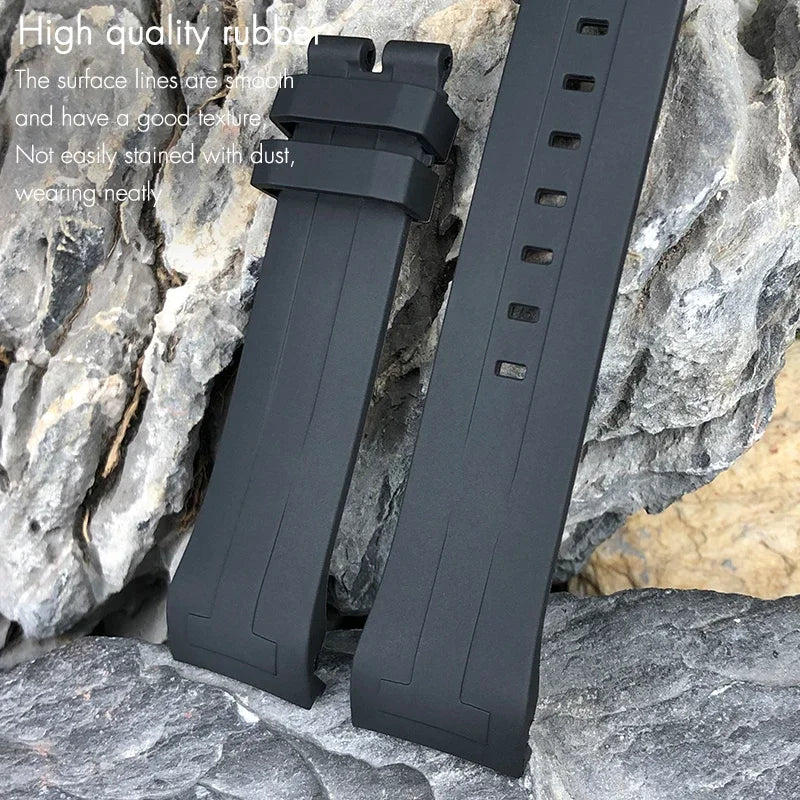 Curved End Rubber Watch Strap, 21mm 22mm, for Tissot T120 Seastar T120407A T120417A, Black Orange Silicone Watch Band