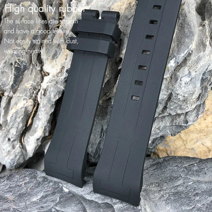 Curved End Rubber Watch Strap, 21mm 22mm, for Tissot T120 Seastar T120407A T120417A, Black Orange Silicone Watch Band