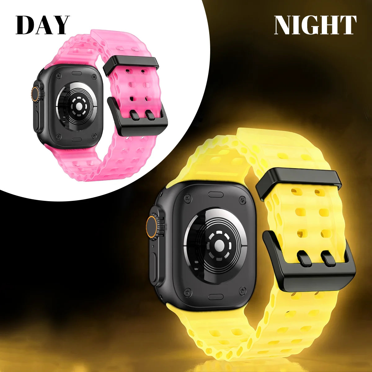Cinturino per orologio in silicone luminoso Ocean Element compatibile con Apple Watch Ultra/Series 1-11/SE 38/40/41/42/44/45/46/49MM