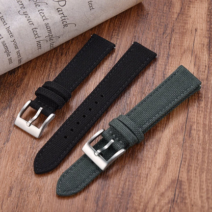 Watch Strap in Leather and Sailcloth, 18mm 20mm 22mm, for Nylon Cordura Strap, Quick Release Leather Strap for Omega Seiko Cartier Belt