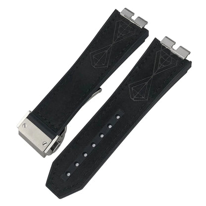 Cinturino per orologio in vera pelle di alta qualità a sgancio rapido da 27 mm per Hublot Big Bang 411, cinturino in pelle bovina con fibbia deployante da uomo