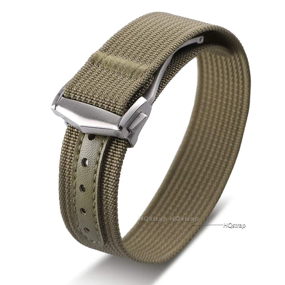 Bracelet en Nylon nervuré de 20mm pour Omega pour Swatch pour Moonswatch, boucle pliante en acier inoxydable, bracelet de montre de remplacement pour hommes et femmes
