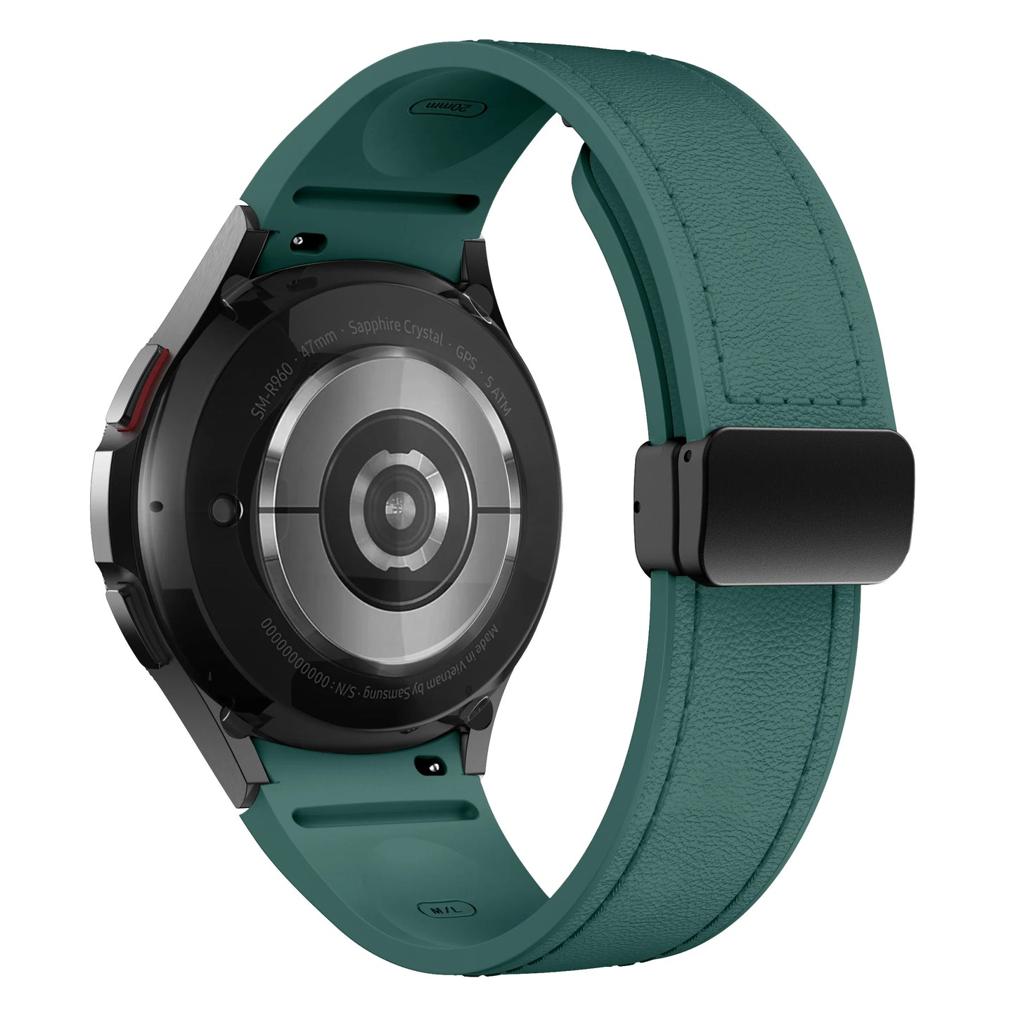 Bracelet en cuir véritable + silicone pour Samsung Galaxy Watch 6 5 7 44mm 40mm 20, Galaxy Watch 6 4 Classic 47mm 46mm 43mm 42mm