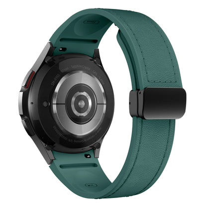 Bracelet en cuir véritable + silicone pour Samsung Galaxy Watch 6 5 7 44mm 40mm 20, Galaxy Watch 6 4 Classic 47mm 46mm 43mm 42mm