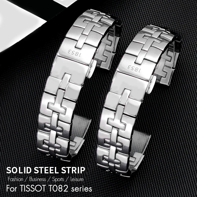 Bracelets de montre en acier inoxydable 316L, 15mm, qualité supérieure, tissot 1853 T-LADY T12 T082 T082.210, fermoir papillon, pour hommes