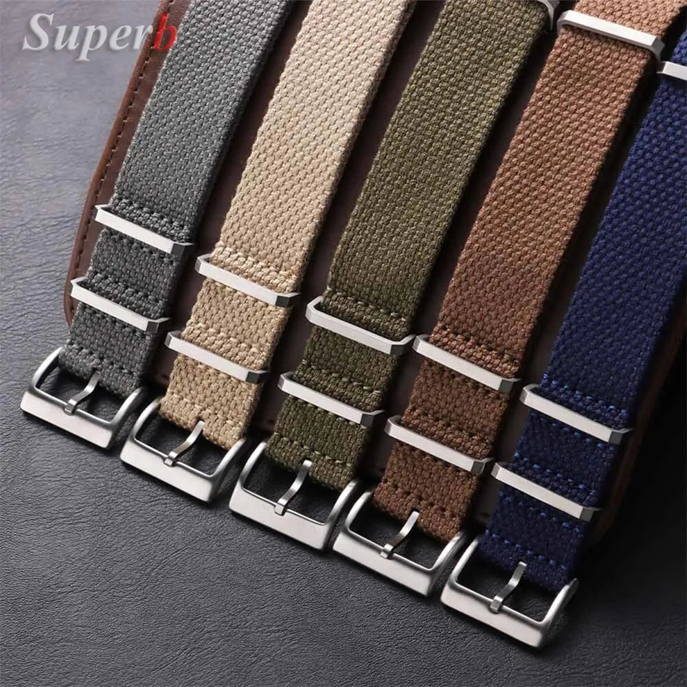 Nouveau Bracelet de montre en Nylon nervuré 20mm 22mm Bracelet de montre universel boucle militaire lavable Bracelet pour hommes bracelets accessoires de montre