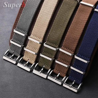 Nouveau Bracelet de montre en Nylon nervuré 20mm 22mm Bracelet de montre universel boucle militaire lavable Bracelet pour hommes bracelets accessoires de montre