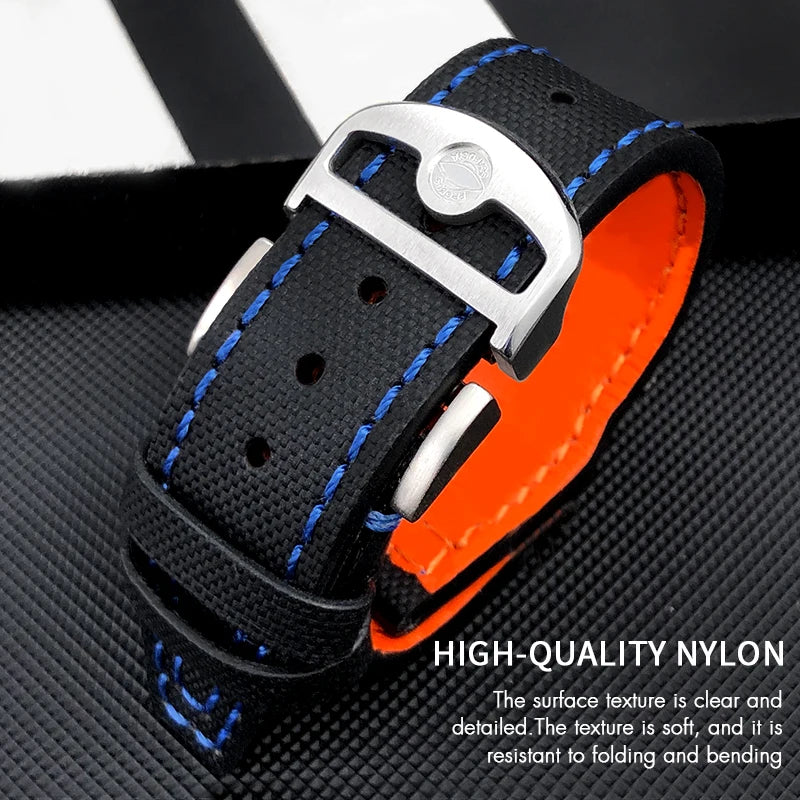 Bracelet de montre en cuir de Nylon 20mm 21mm 22mm pour montres IWC Big Pilot PORTOFINO IW3777 bracelet de montre en cuir de vache bleu vert noir rouge