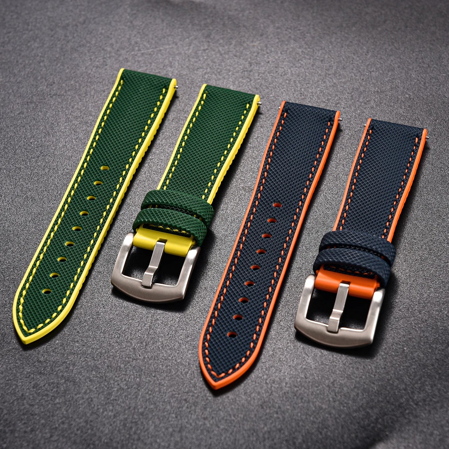 Cinturino per orologio universale in gomma FKM 18/20/22/24 mm, impermeabile, a sgancio rapido, in tela di vela e pelle, per Longines, Seiko, Omega, IWC