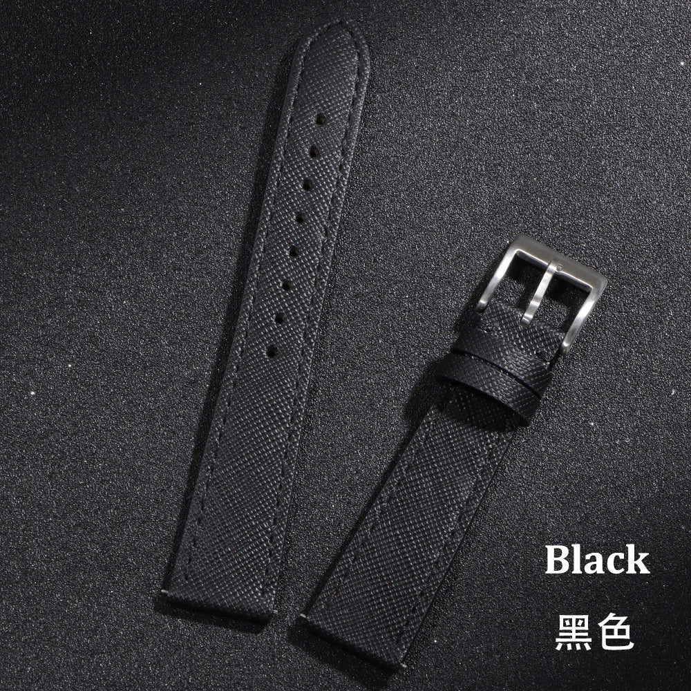 Bracelet de montre en cuir vintage cousu 18/20/22 mm, à libération rapide, universel, qualité supérieure, Saffiano, pour hommes et femmes