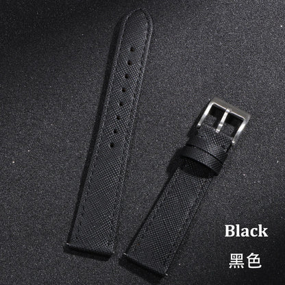 Bracelet de montre en cuir vintage cousu 18/20/22 mm, à libération rapide, universel, qualité supérieure, Saffiano, pour hommes et femmes