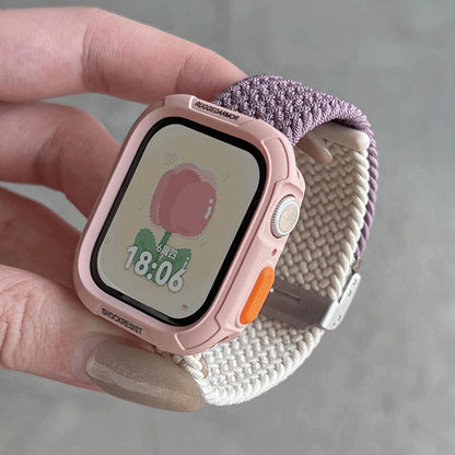 Étui à bonbons + bracelet pour Apple Watch Series 11 10 9 8 7 45mm 41 Band SE 6 5 4 44 40mm, bracelet en nylon pour iwatch Ultra 49mm