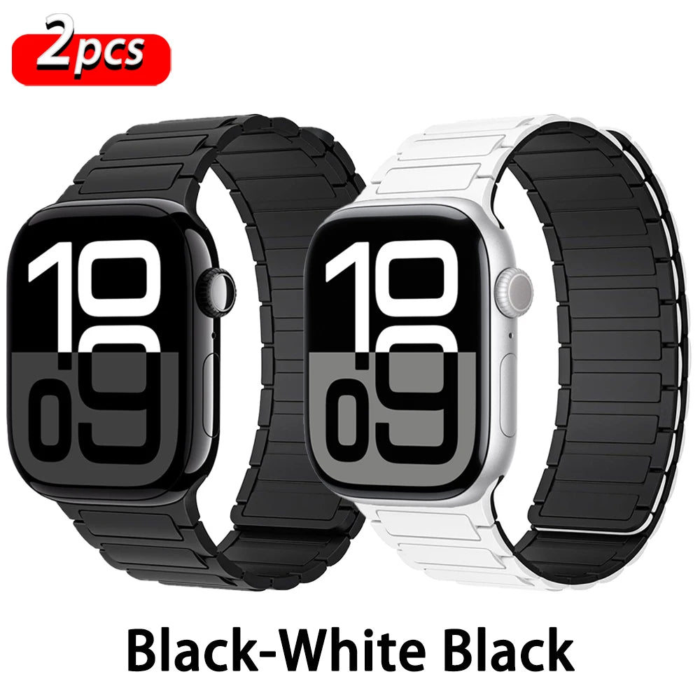 Correa con hebilla magnética para relojes Apple de 46 mm, 44 mm, 40 mm, 45 mm, 41 mm, 42 mm, correa de silicona para iWatch serie 11, 10, 9, 8, 7, 6, SE, Ultra 3