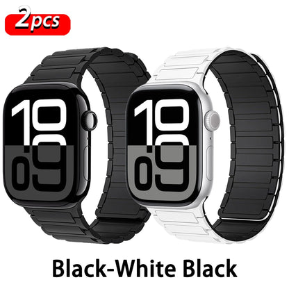 Correa con hebilla magnética para relojes Apple de 46 mm, 44 mm, 40 mm, 45 mm, 41 mm, 42 mm, correa de silicona para iWatch serie 11, 10, 9, 8, 7, 6, SE, Ultra 3