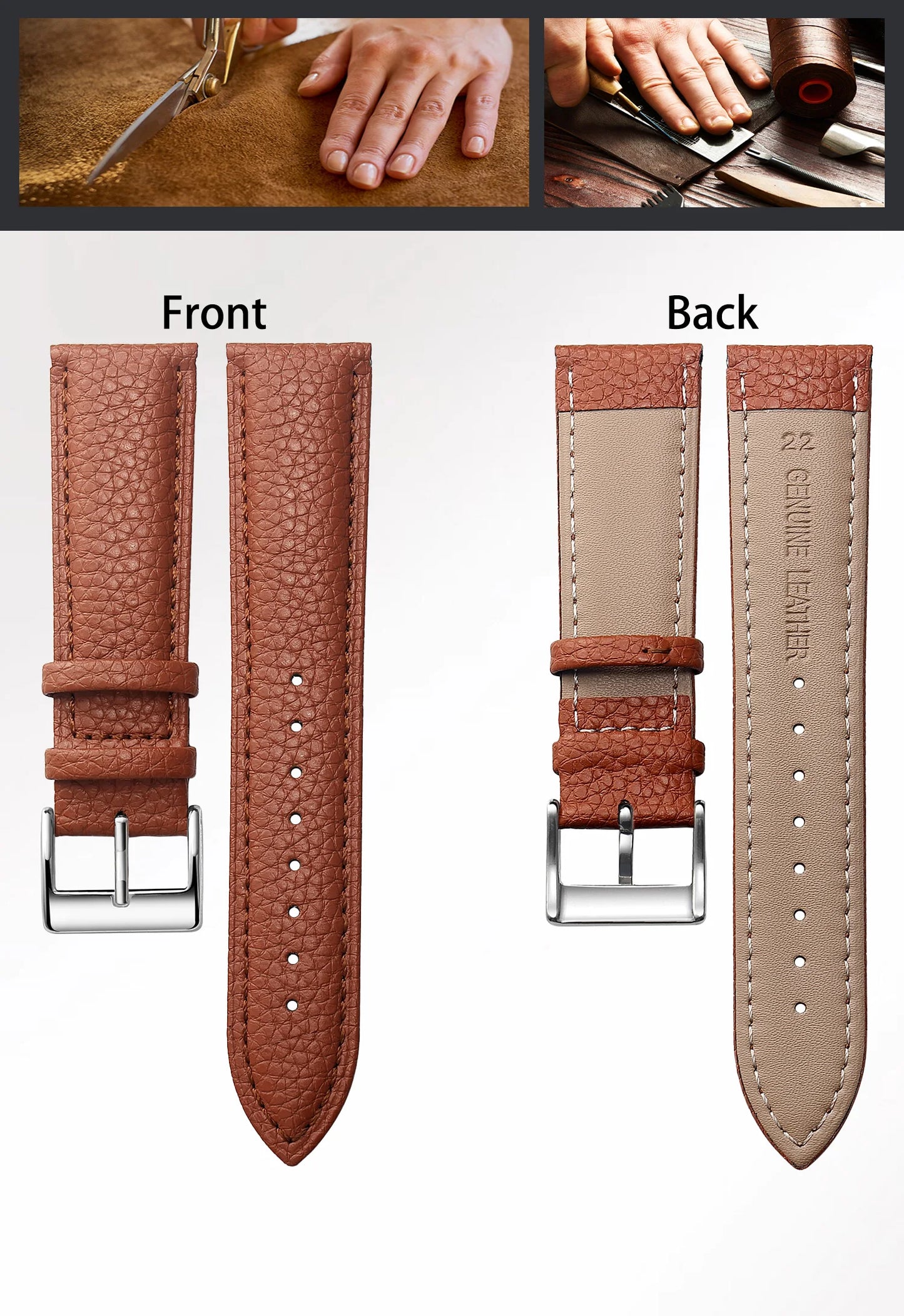 SAMCO Genuine Leather Watch Strap for Men and Women, 12mm, 14mm, 16mm, 18mm, 19mm, 20mm, 21mm, 22/24mm, High Quality Watch Strap, Watch Strap + Tool