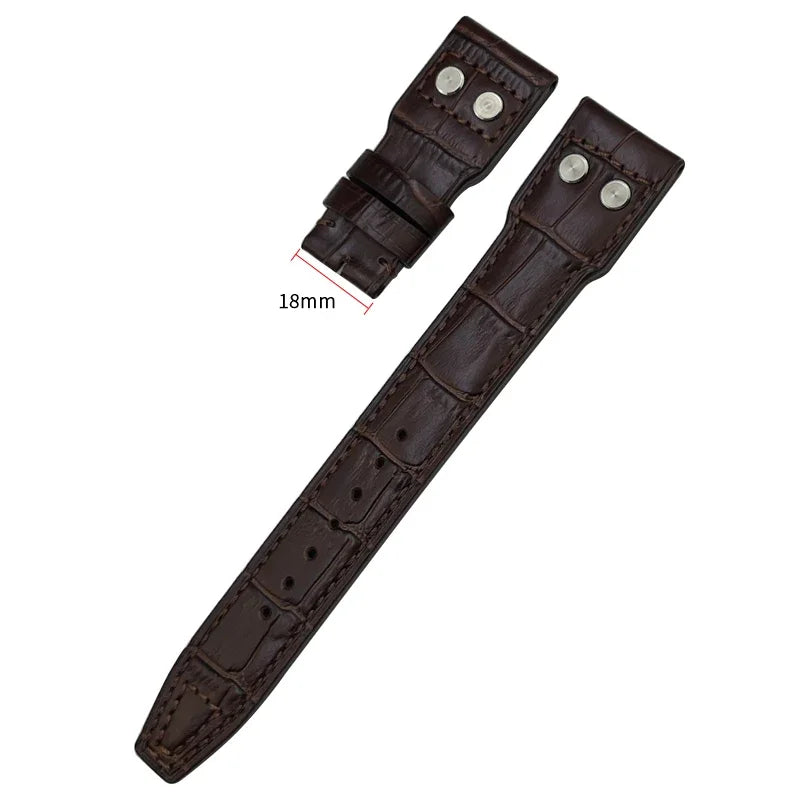Bracelet de montre en cuir de veau véritable épais, 20mm 21mm 22mm, pour IWC Big PILOT Spitfire TOP GUN IW5009 IW3777, bracelet de montre en cuir de vache à rivets