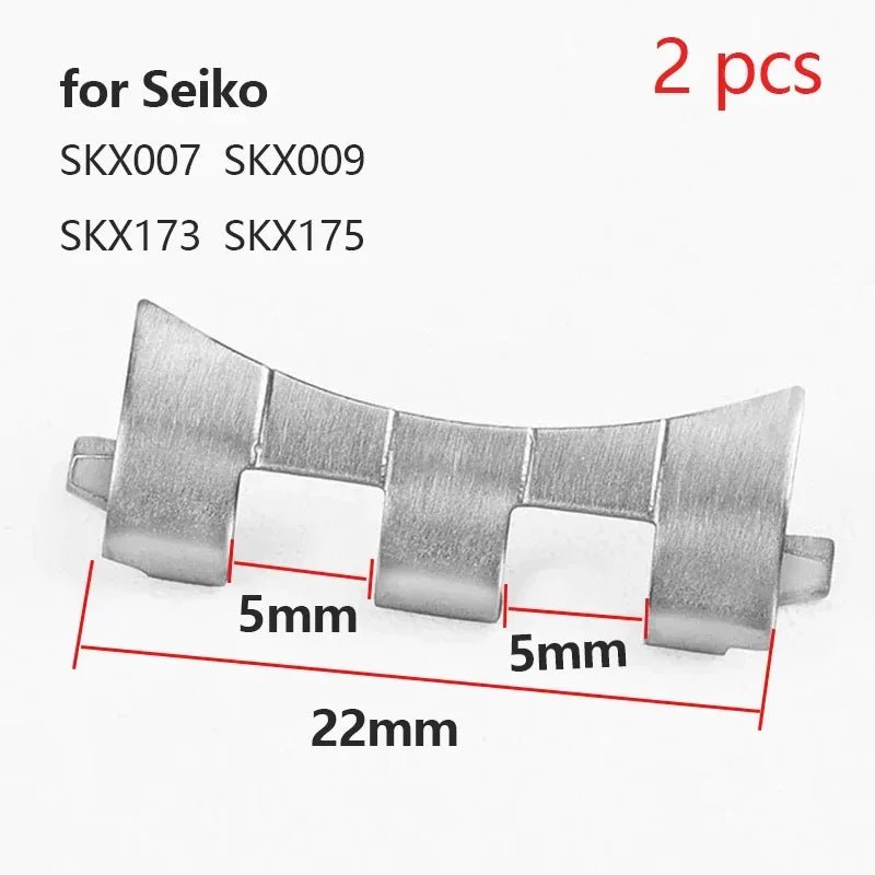 Connecteurs de bande en acier inoxydable, 2 pièces, pour huître jubilé, lien à extrémité plate incurvée pour Seiko SKX007 SKX009, adaptateur de sangle 18 22 21 20mm