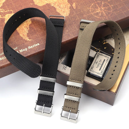 Cinturino per orologio in nylon intrecciato in tessuto resistente ad alta densità di alta qualità 20 mm 22 mm, cinturino per orologio sportivo in nylon morbido e spesso, accessori