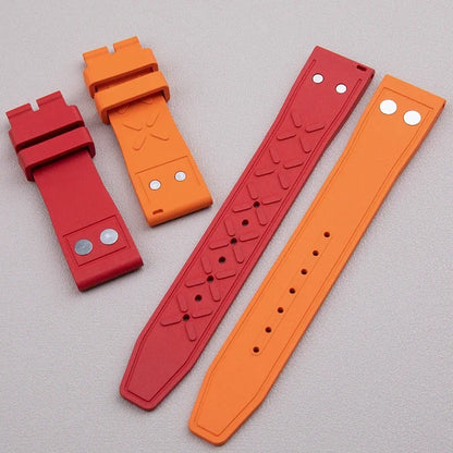 Universal Fluoro Rubber Watch Strap, 20mm 22mm, Universal Accessories for Tudor Black Bay GMT Pelagos Strap, Rivet Style, FKM Rubber Strap