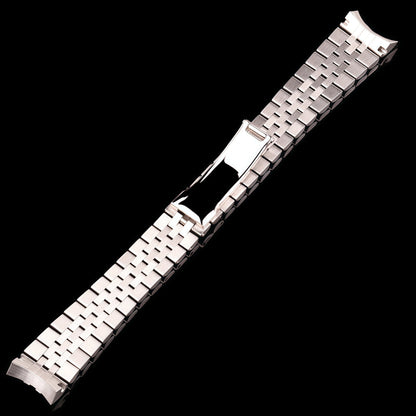 Bracelet de montre en acier inoxydable 904l, 20mm, argent massif, brossé, poli, extrémité incurvée, pour montres 40 41mm