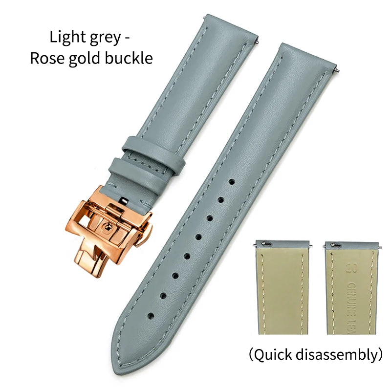 Bracelet de montre en cuir véritable à dégagement rapide 19mm 20mm 21mm 22mm pour Vacheron Constantin Patrimony VC, bracelet noir avec boucle pliable