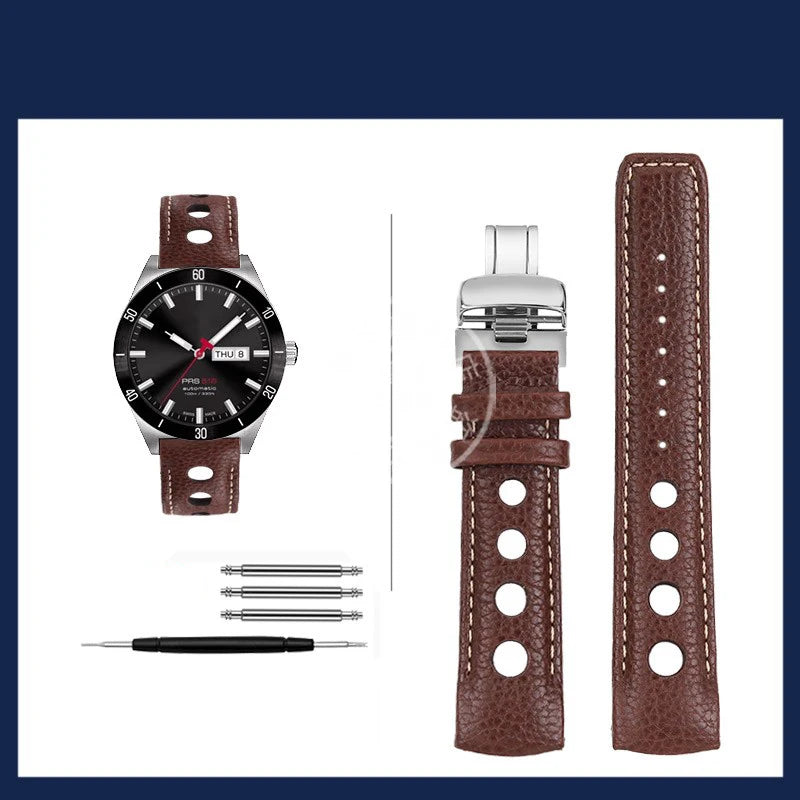 Ремешок для часов Tissot T-Sport PRS 516 T044.430.A / T044.417.A, 20 мм, из воловьей кожи с изогнутым креплением и застежкой-бабочкой