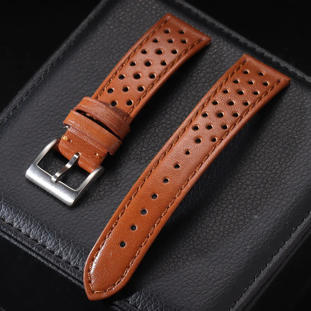 Bracelet universel en cuir de vache véritable, 18mm 20mm 22mm, pour Samsung Galaxy Watch 6 5 4, doux et respirant, rétro