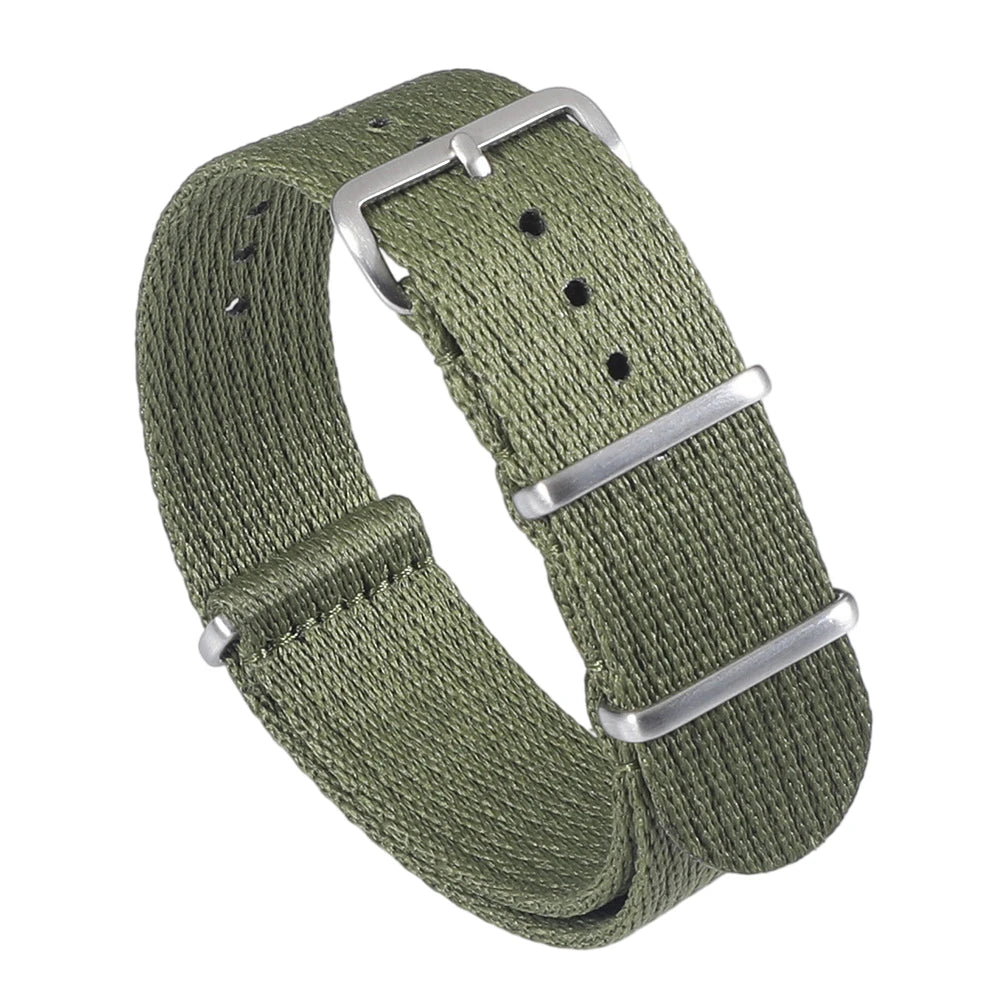 Cinturino per orologio monopezzo in nylon morbido 20mm 22mm, cinturino premium liscio a passaggio singolo, tessuto intrecciato a righe, cinturino da polso