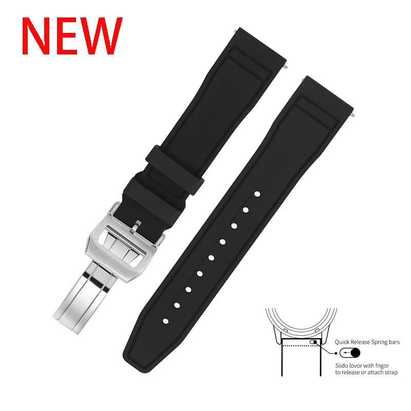 20mm 21mm 22mm Premium FKM Fluoro Rubber Watch Straps FPM Butterfly Buckle Quick Release Watch Bands for I-WC Watch Bands