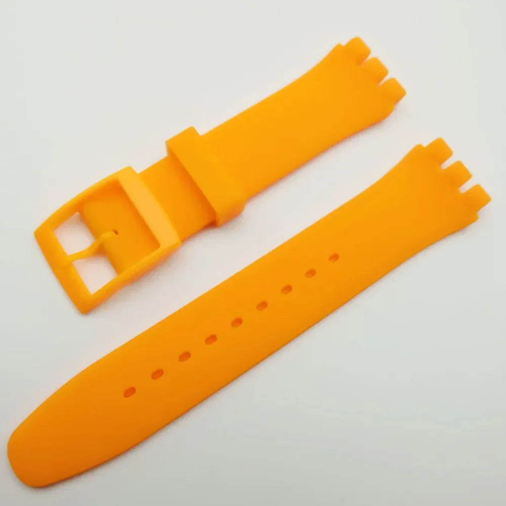 Bracelet en caoutchouc étanche pour Swatch, boucle ardillon en métal, Bracelet de montre en Silicone 16/17/19/20mm, ceinture de remplacement pour hommes et femmes