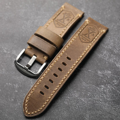 Handmade cowhide leather strap, 20 22 24MM, retro thick style for men, suitable for military watches
