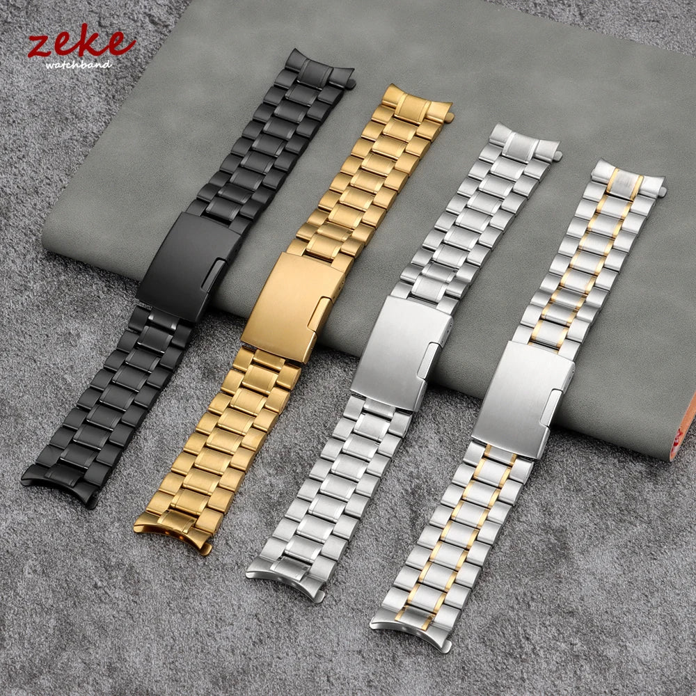 16mm 18mm 20mm 22mm 24mm extrémité droite incurvée Bracelet de montre en acier inoxydable argent or noir métal fermoir pliant Bracelet avec outil