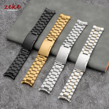 16mm 18mm 20mm 22mm 24mm extrémité droite incurvée Bracelet de montre en acier inoxydable argent or noir métal fermoir pliant Bracelet avec outil