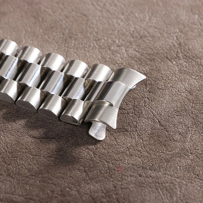 Bracelet en métal massif de 20mm pour bracelet en acier inoxydable à extrémité incurvée Rolex pour boucle présidentielle Oyster pour hommes argent or